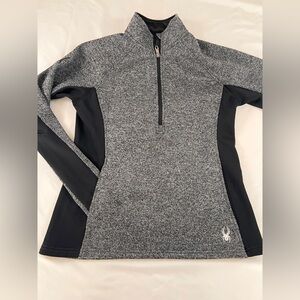 Spyder Women's Heathered Gray and Black Pullover Half Zip Size Medium Outdoor